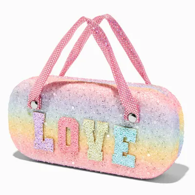 Claire's Club Glitter Varsity Love Glasses Case Combo