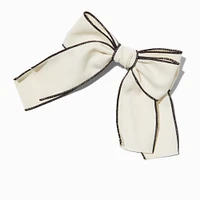 White & Black Trim Hair Bow Clip