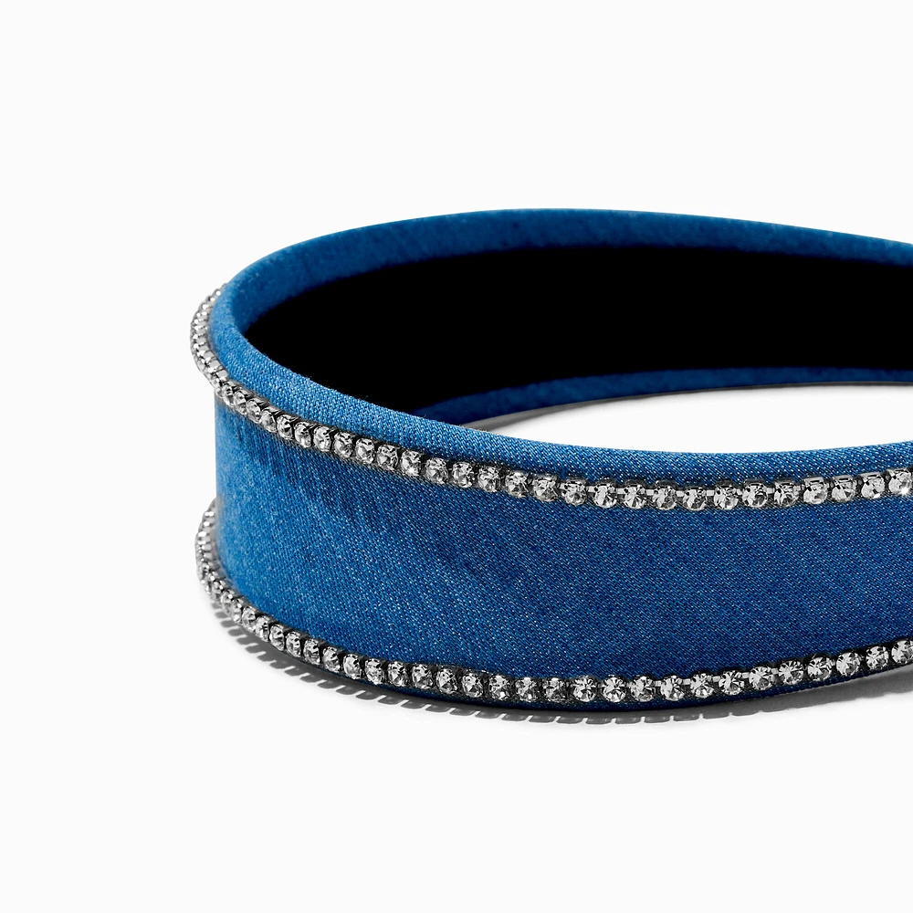 Crystal Trim Blue Denim Headband