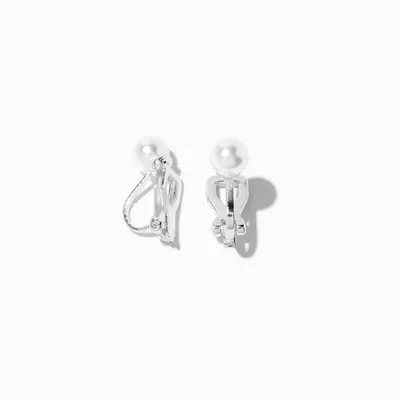 Silver 6MM Pearl Clip-On Earrings