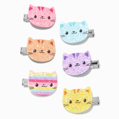 Claire's Club Glitter Cat Hair Clips - 6 Pack