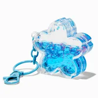 Blue Daisy Flower Water-Filled Glitter Keychain