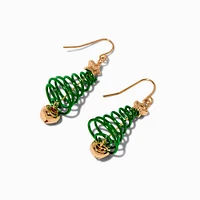 Spiral Christmas Tree & Gold-tone Bell Drop Earrings