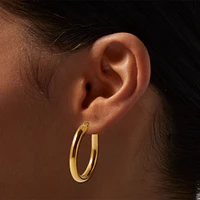 Gold-tone Stainless Steel 4MM Huggie Hoop Earrings