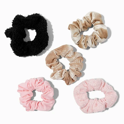 Neutral Mixed Texture Hair Scrunchies - 5 Pack