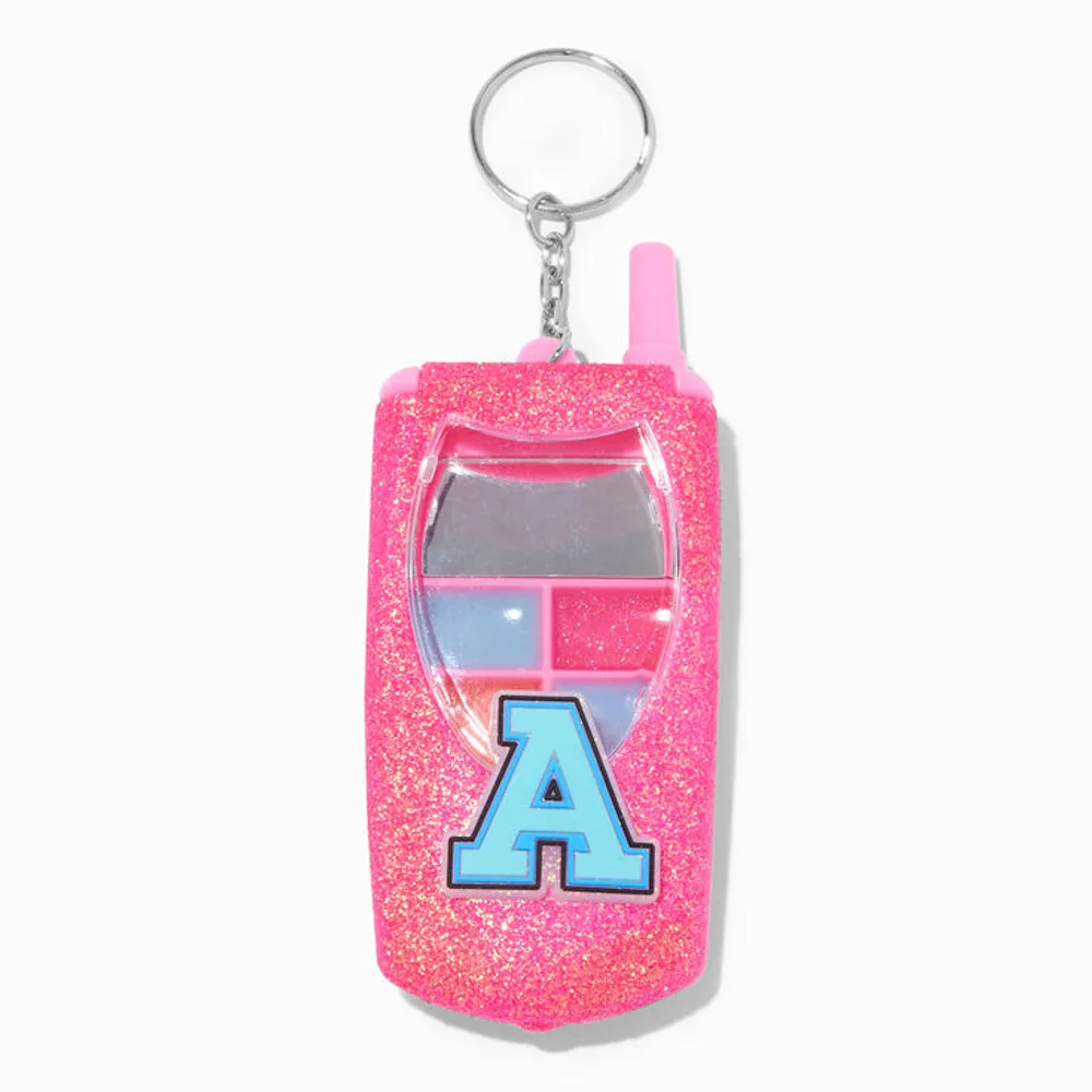 Initial Hot Pink Lip Gloss Keychain - A