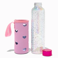 Heart Glass Water Bottle with Sleeve