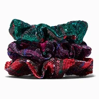 Bright Plaid Sequin Hair Scrunchies - 3 Pack