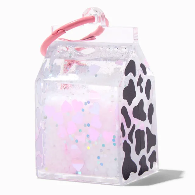 Claire's Milk & Cookies Carton Water-Filled Glitter Keychain