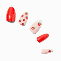 French Strawberry Stiletto Vegan Faux Nail Set - 24 Pack