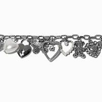 Silver-tone Maximalist Charm Chain Bracelet