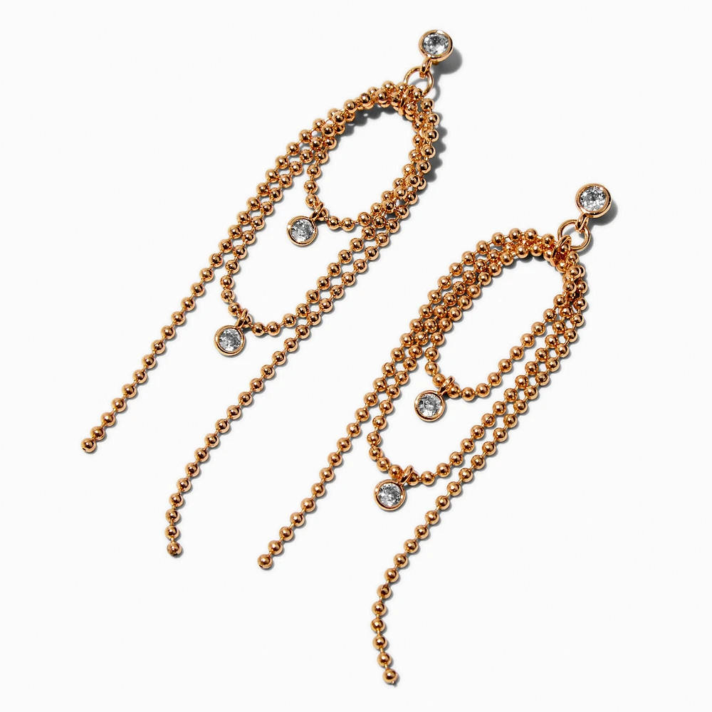 Gold-tone Cubic Zirconia Loopy Ball 2.5" Drop Earrings