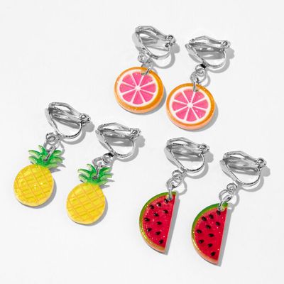 Fruit Clip On Earrings - 3 Pack