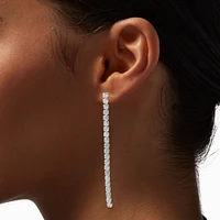 Cubic Zirconia Column 3" Linear Drop Earrings