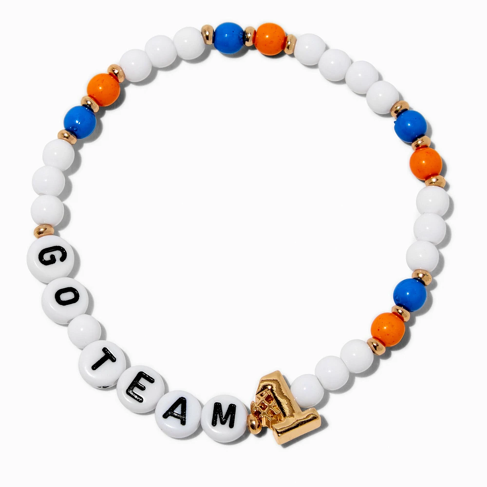 White ''Go Team'' Beaded Stretch Bracelet