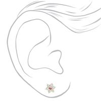 Flowers and Crystals Assorted Stud Earrings - 9 Pack