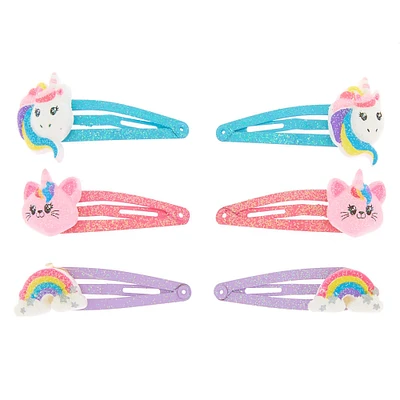 Claire's Club Rainbow Snap Hair Clips - 6 Pack