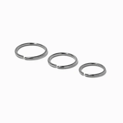 20G Silver-tone Stainless Steel Mixed Nose Rings - 3 Pack