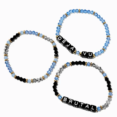 "Deja Vu" & "Brutal" Beaded Stretch Bracelets - 3 Pack