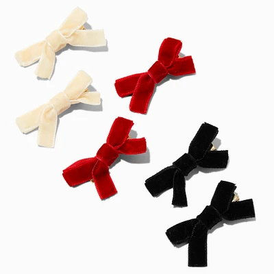 Claire's Club Holiday Velvet Mini Bow Hair Clips - 6 Pack