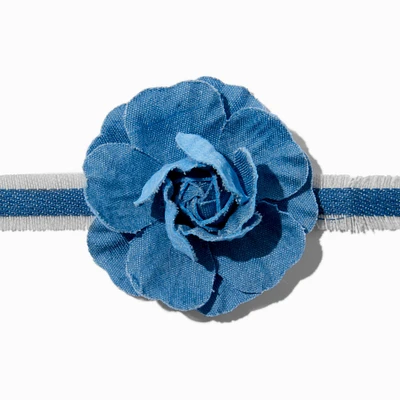 Denim Rose Choker Necklace