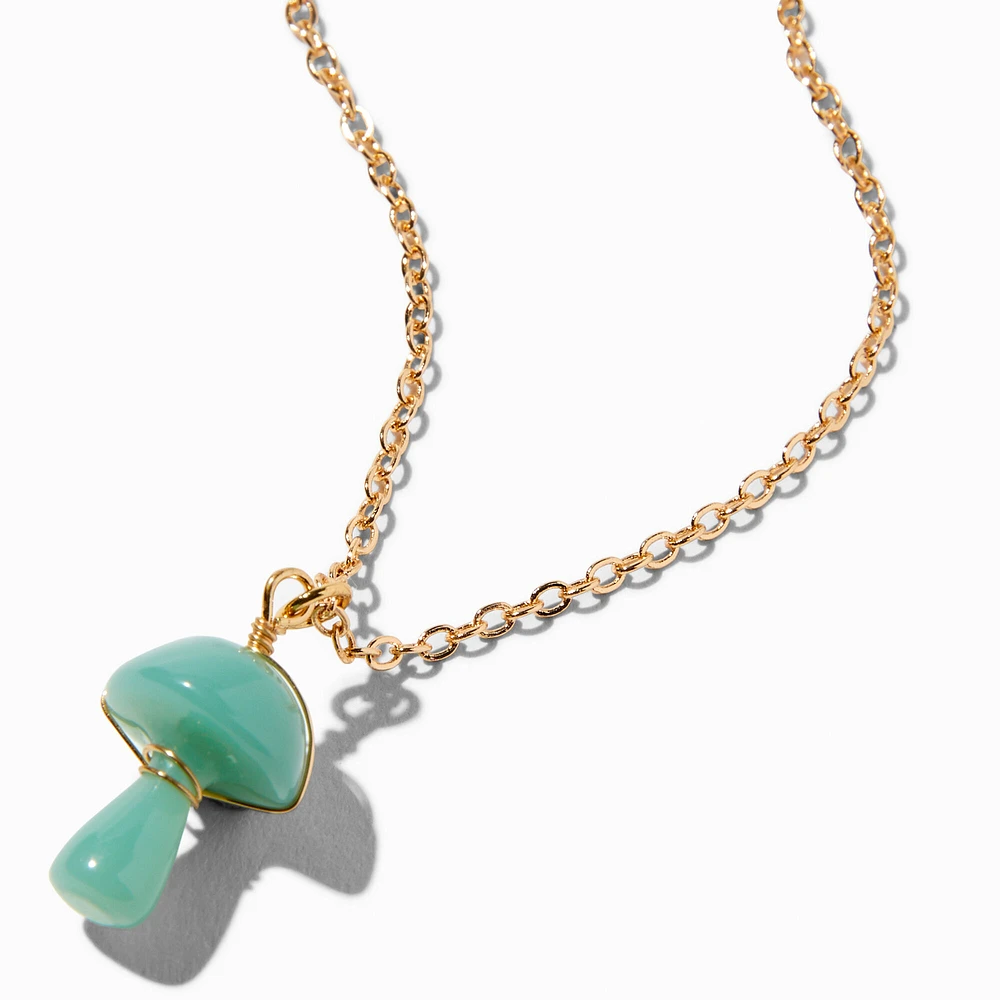 Green Mushroom Pendant Necklace