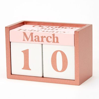Pink Glitter Perpetual Block Calendar