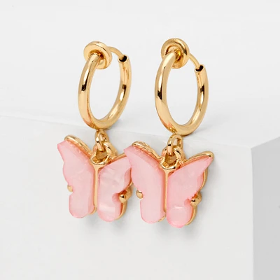 Pink Butterfly Clip-On Earrings