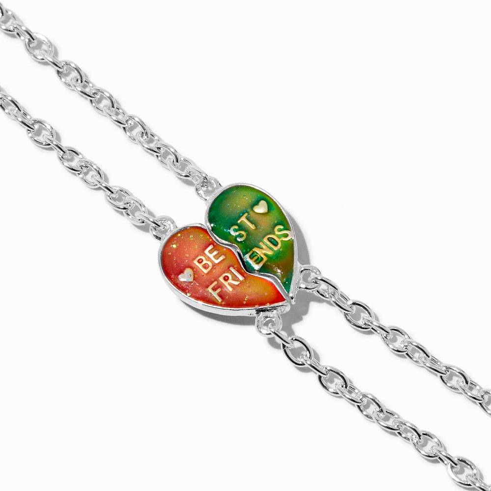 Best Friends Mood Split Heart Charm Bracelets - 2 Pack