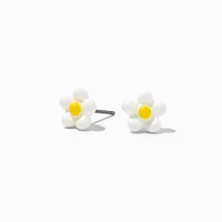 White Daisy Stud Earrings