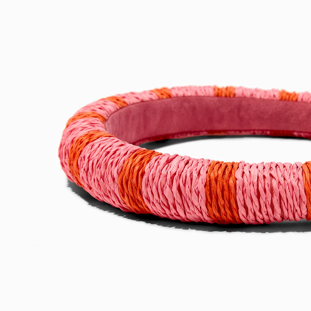 Pink & Orange Striped Rattan Headband