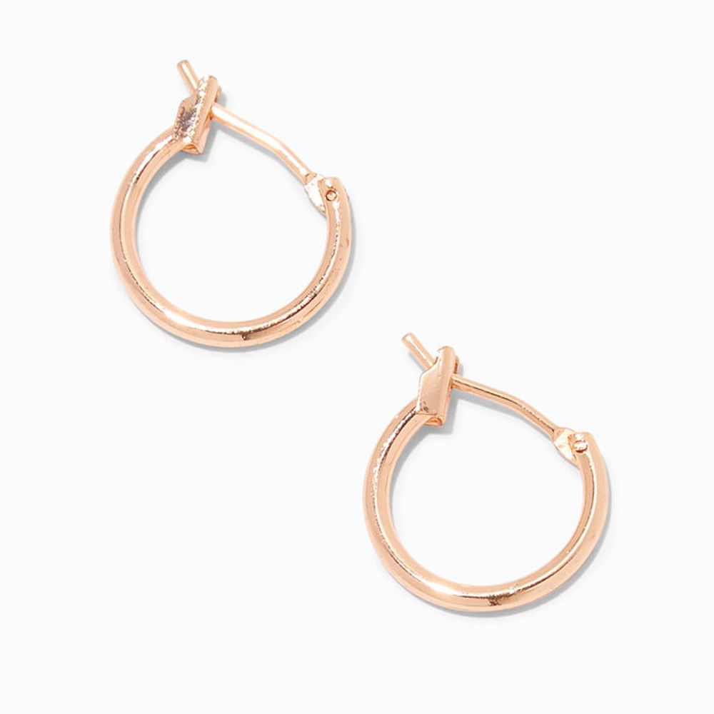 18k Gold Plated Rose Gold 14MM Hoop Earrings