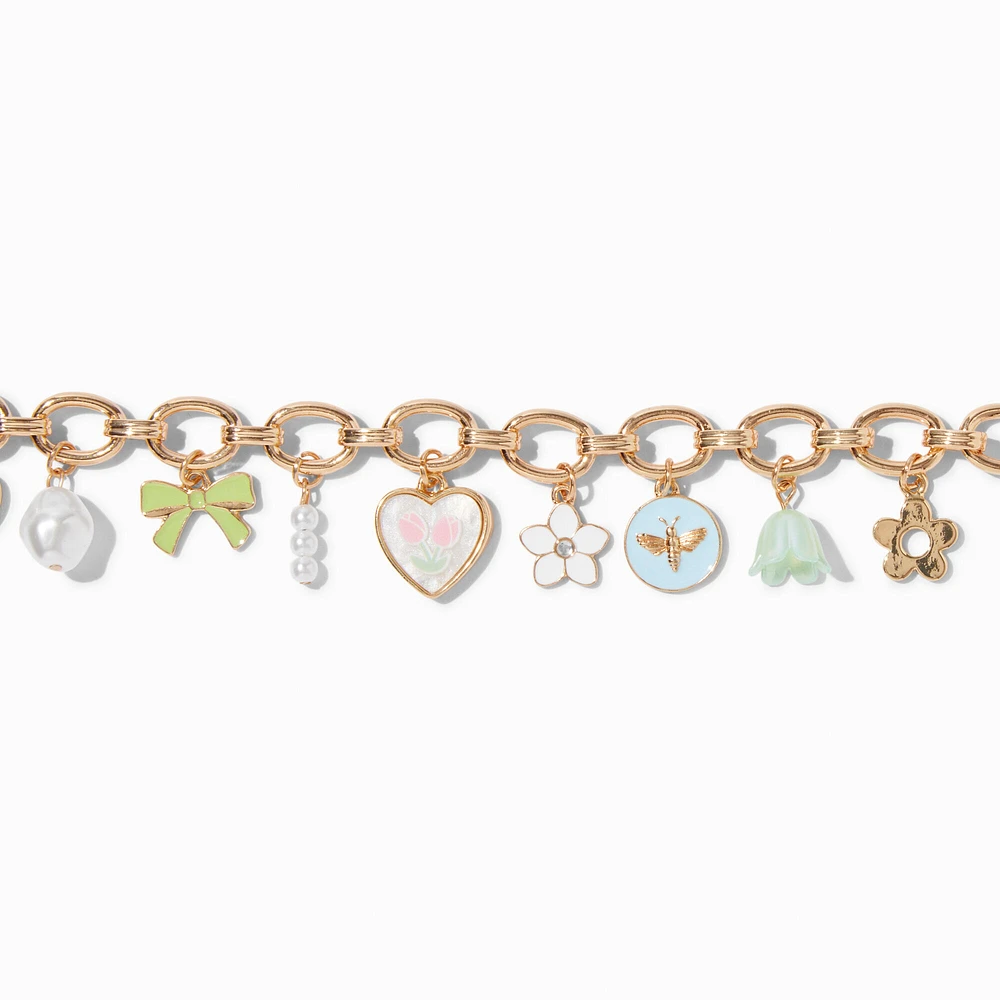 Gold-tone Spring Charm Bracelet