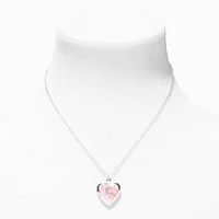 Pink Embellished Initial Glitter Heart Locket Necklace