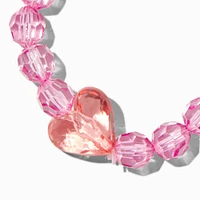 Claire's Club Pink Heart Beaded Stretch Bracelet