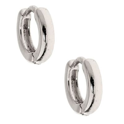 Silver 10MM Huggie Hoop Earrings