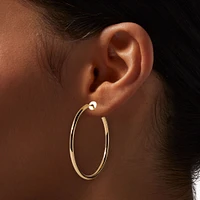 Mixed Metal 40MM Clip On Hoop Earrings - 3 Pack