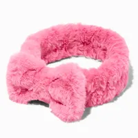 Hot Pink Furry Makeup Bow Headwrap
