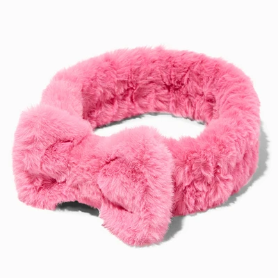 Hot Pink Furry Makeup Bow Headwrap