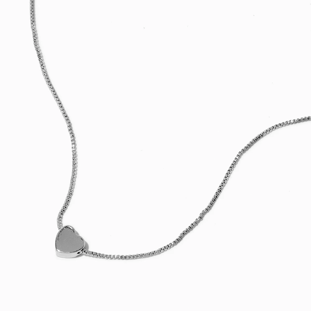 Silver-tone Mini Heart Slider Pendant Necklace