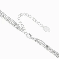 Silver Multi-Strand Mixed Chain Necklace