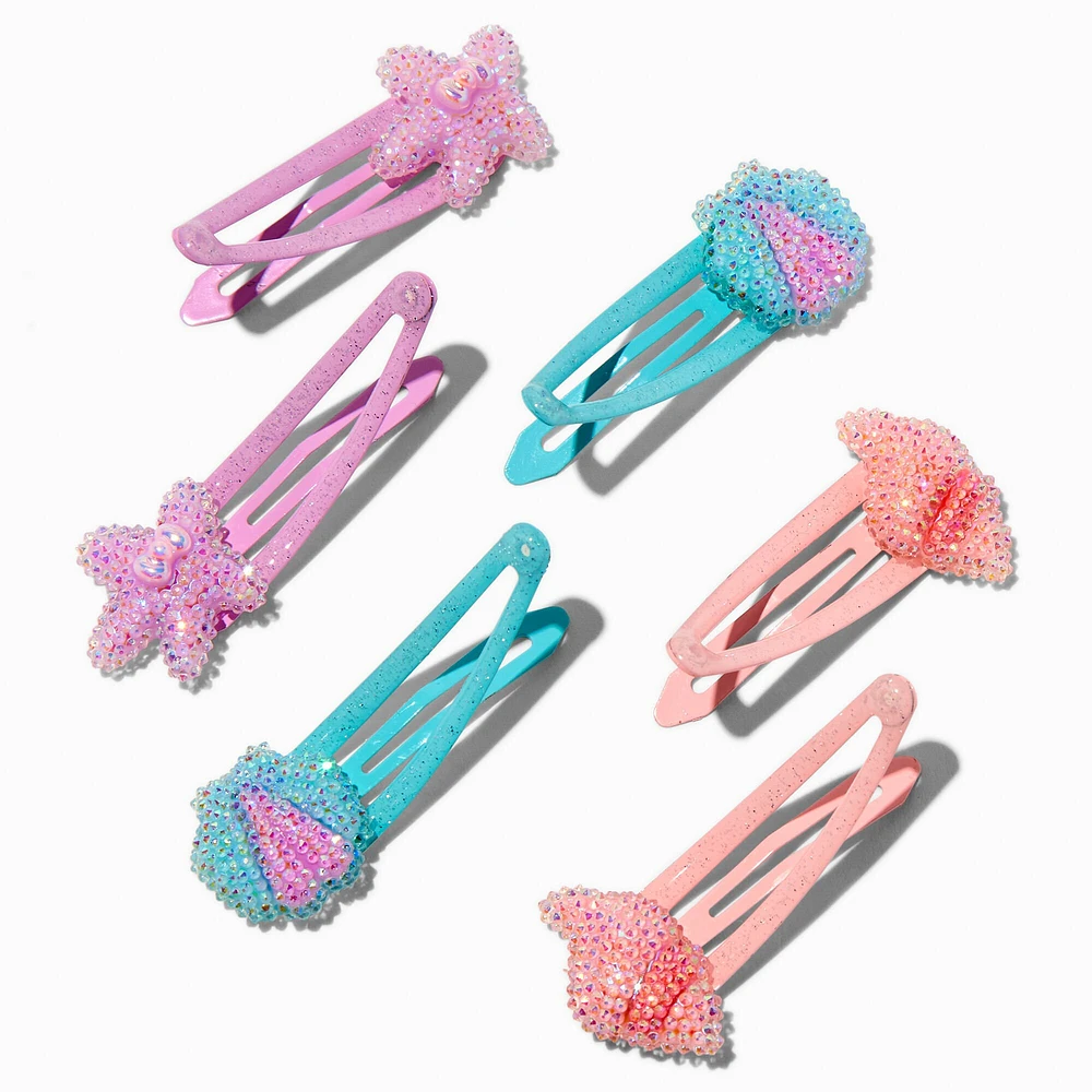 Claire's Club Bling Seashells Snap Hair Clips - 6 Pack