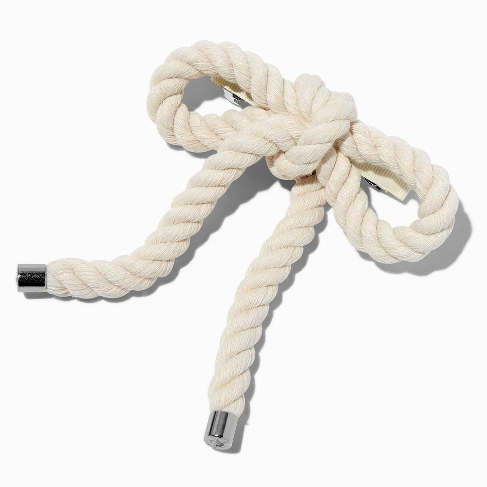 White Nautical Rope Hair Bow Clip