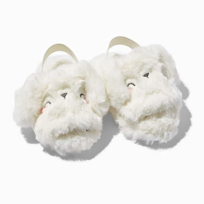 Claire's Club White Bunny Furry Slippers