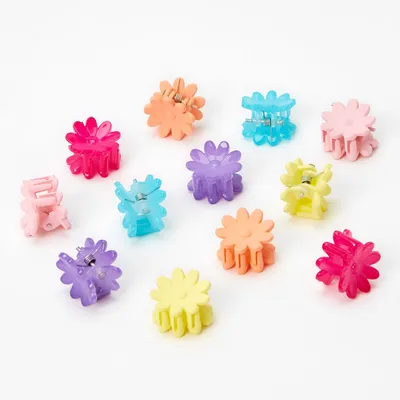 Neon Rainbow Daisy Mini Hair Claws - 12 Pack