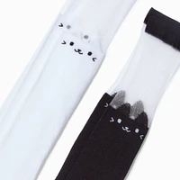 Black & White Cat Over the Knee Socks - 2 Pack