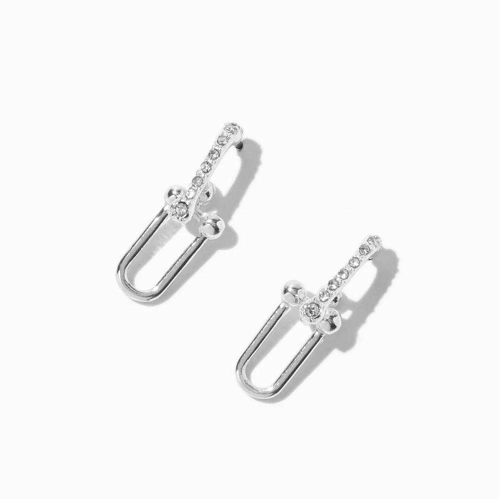 Silver-tone Crystal Chain Link Drop Earrings