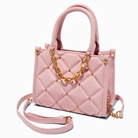 Blush Pink Quilted Crossbody Bag