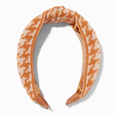 Knit Houndstooth Knotted Headband