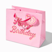Happy Birthday Pink Heart Gift Bag - Medium
